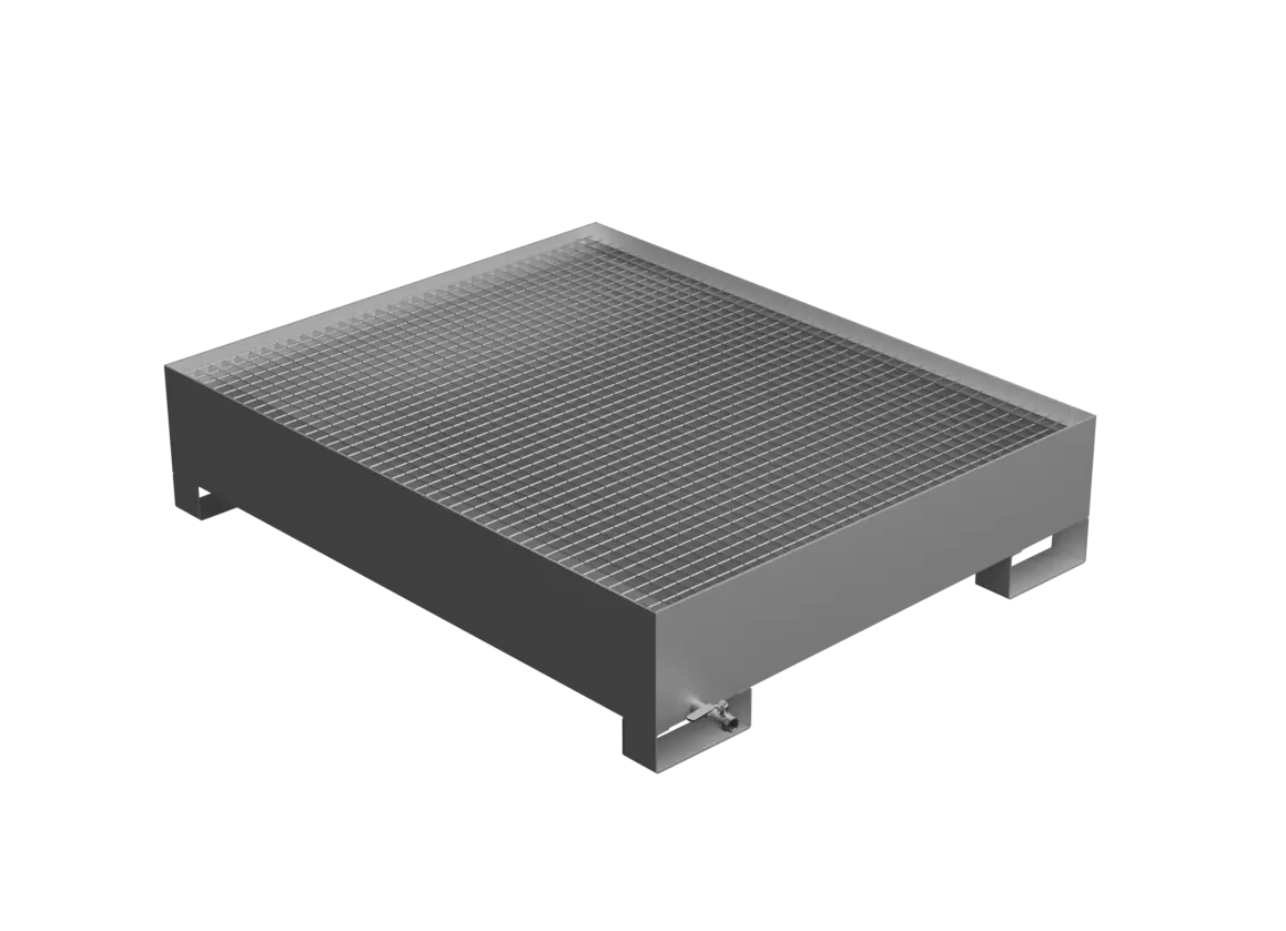 Поддон для хранения еврокуба с наклонным дном и сливным краном 1100х1350